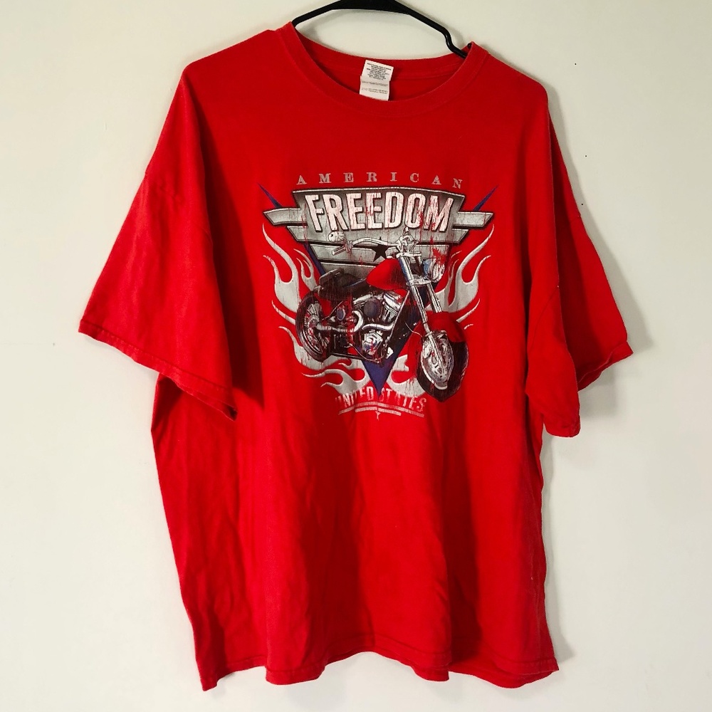 Vintage Gildan American Freedom Moto Short Sleeve T-Shirt Sz XXL